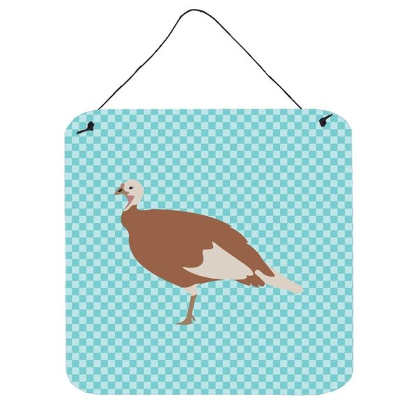 Micasa Jersey Buff Turkey Hen Blue Check Wall or Door Hanging Prints6 x 6 in. MI627885